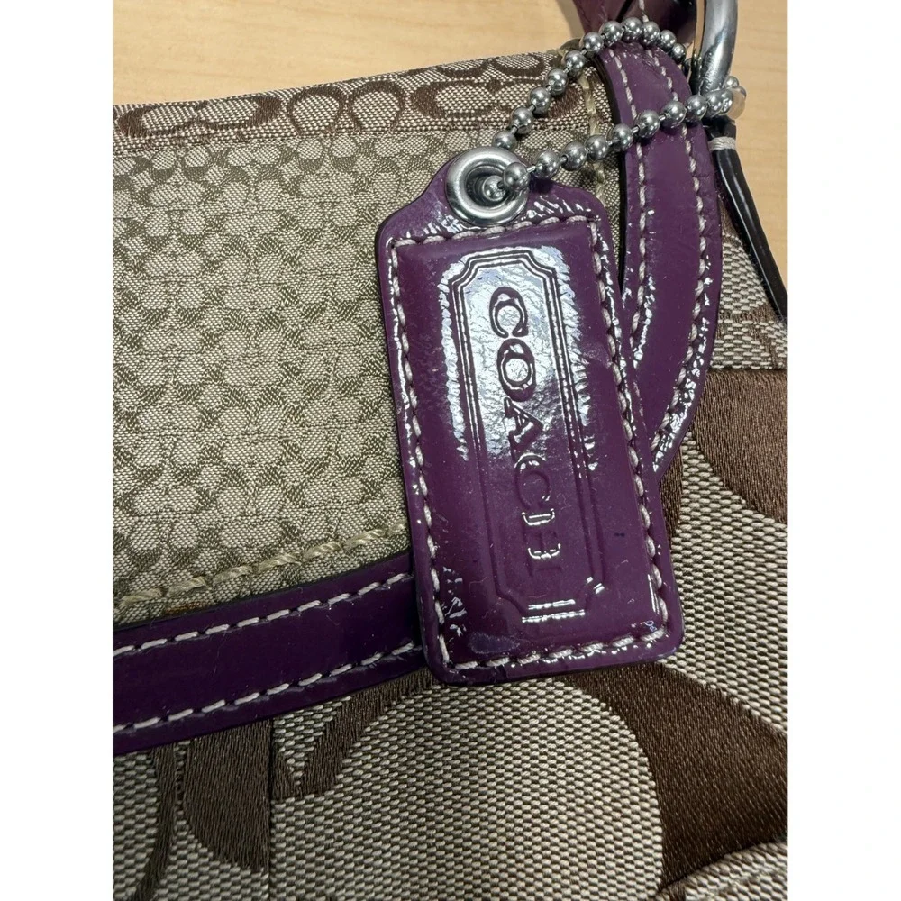 Coach Patchwork Soho Shoulder Bag Women Small Brown Purple Signature F12316